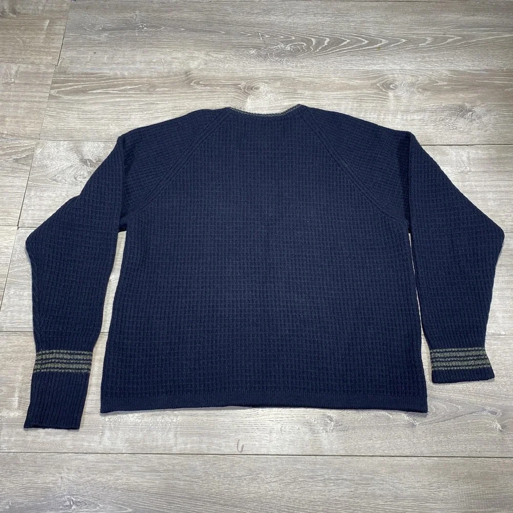 Abercrombie & Fitch Sweater Mens Large Blue Lambswool Waffle Knit Vintage